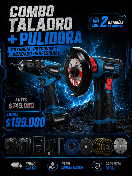 Super Combo: Taladro + Pulidora + Regalos [LIQUIDACIÓN DE STOCK]